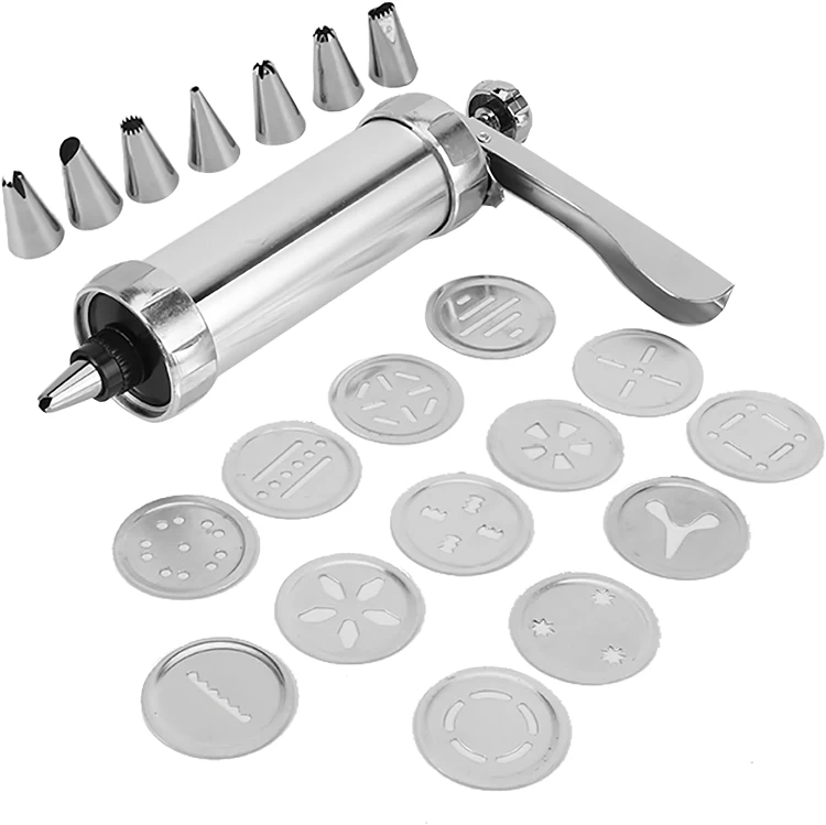 طقم مكبس البسكويت والكوكيز، 20 قطعة - فضي